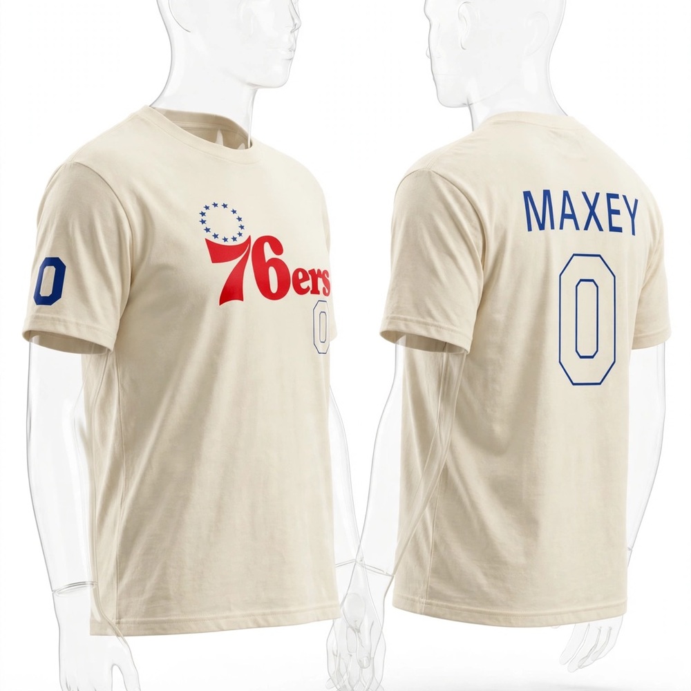Cream Maxey 76ers Short-Sleeve Graphic Tee